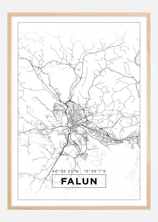 Kartta - Falun - Valkoinen Juliste