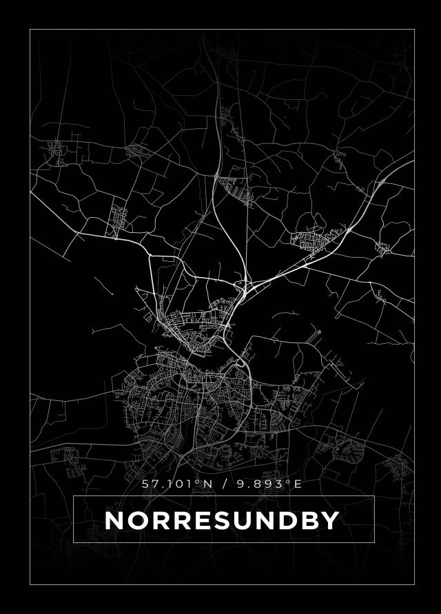 Kartta - Norresundby - Musta Juliste