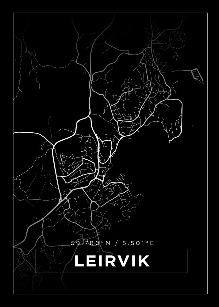 Kartta - Leirvik - Musta Juliste