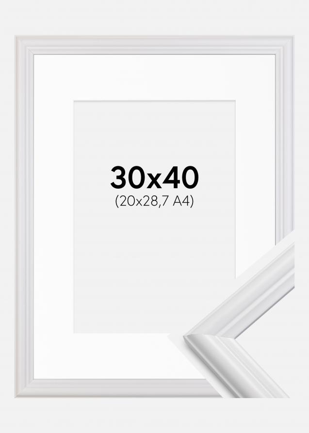 Kehys Siljan Valkoinen 30x40 cm - Passepartout Valkoinen 21x29,7 cm (A4)