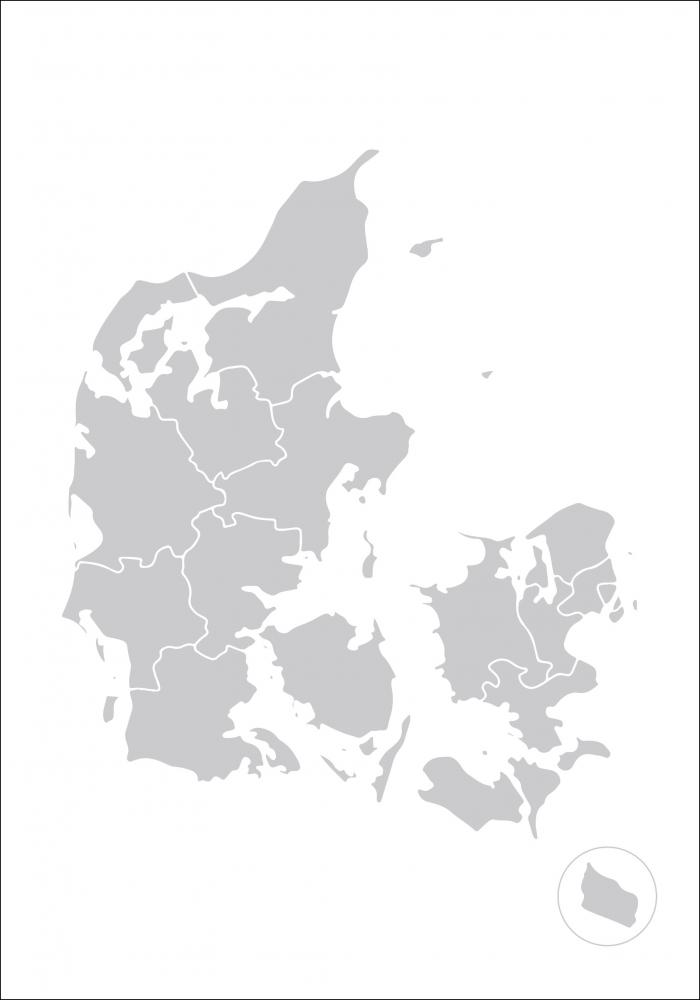 Kartta - Tanska - Harmaa Juliste