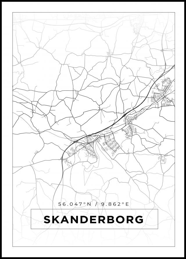 Kartta - Skanderborg - Valkoinen Juliste