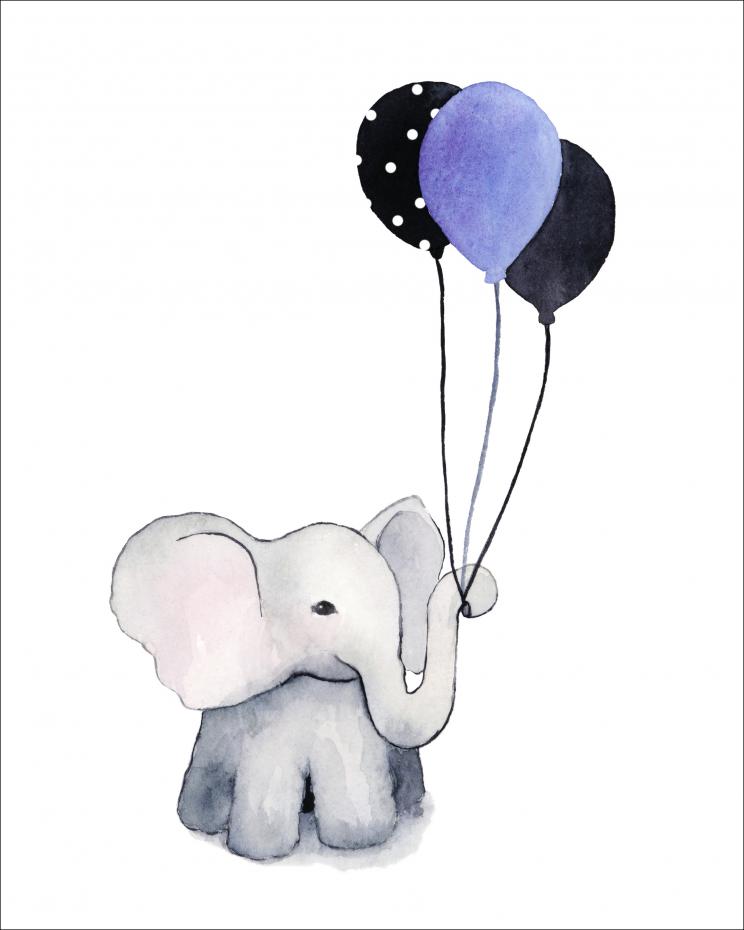 Elephant With Balloons Juliste