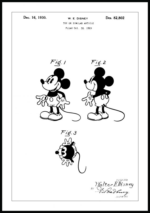 Patentti Piirustus - Disney - Mickey Mouse Juliste