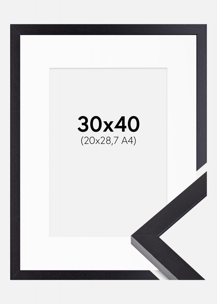 Kehys Selection Musta 30x40 cm - Passepartout Valkoinen 21x29,7 cm (A4)