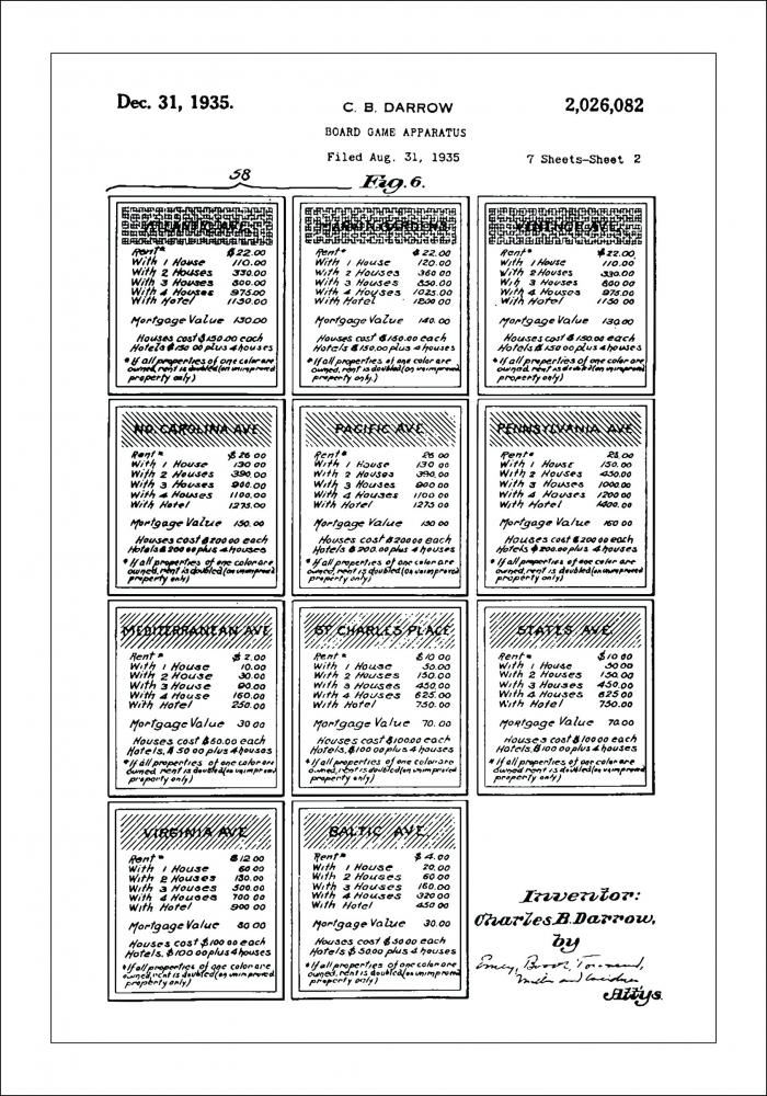 Patenttipiirustus - Monopoly II - Juliste