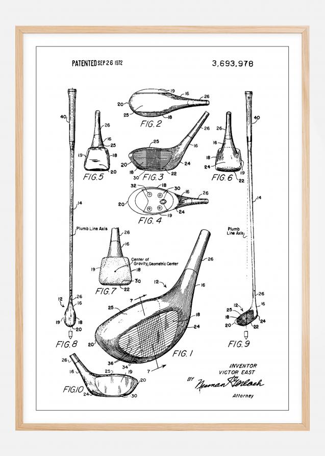 Patent Print - Golf Club - White Juliste