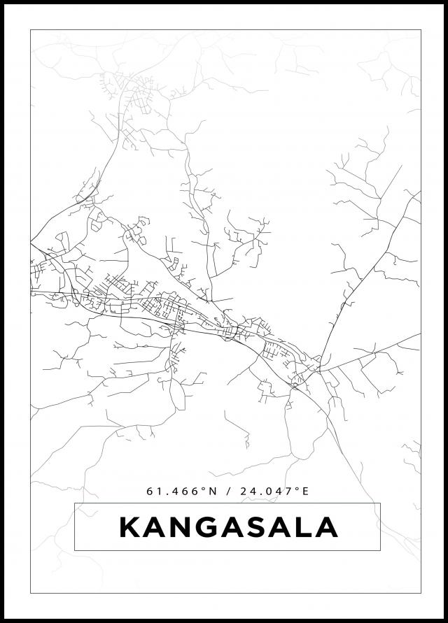 Kartta - Kangasala - Valkoinen Juliste