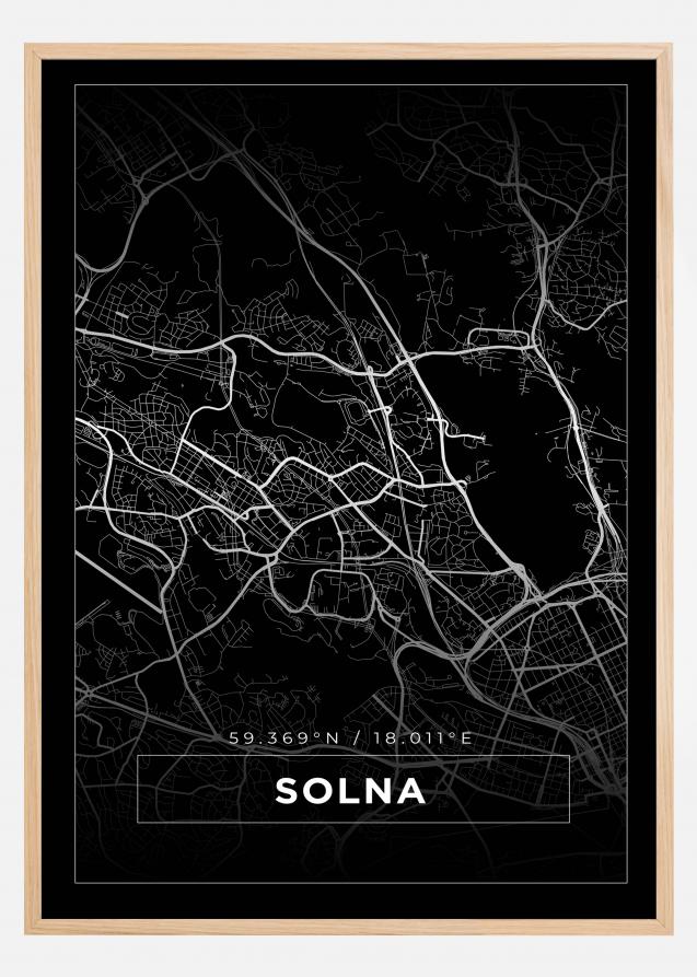 Kartta - Solna - Musta Juliste