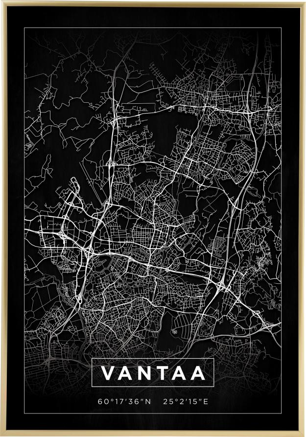 Kartta - Vantaa - Musta Juliste