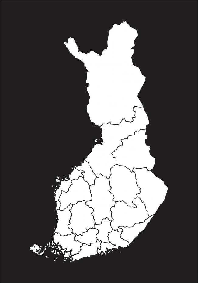 Kartta - Suomi - Valkoinen Juliste
