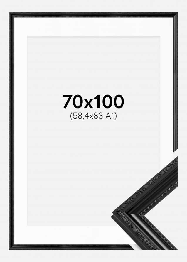 Kehys Abisko Musta 70x100 cm - Passepartout Valkoinen 59,4x84 cm (A1)