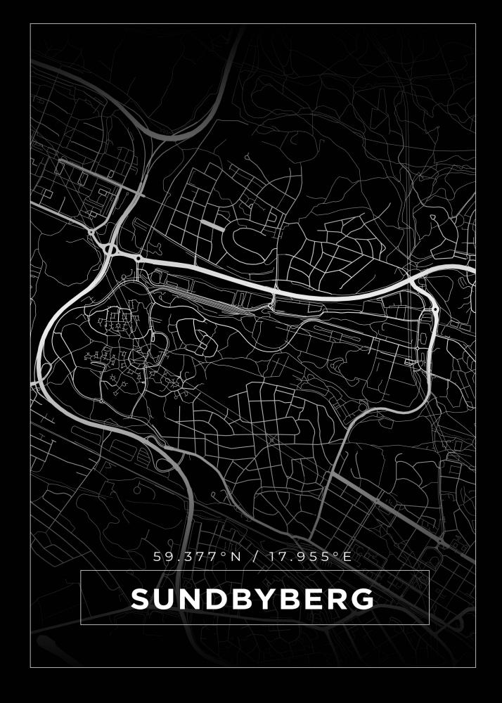 Kartta - Sundbyberg - Musta Juliste