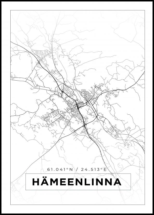 Kartta - Hämeenlinna - Valkoinen Juliste
