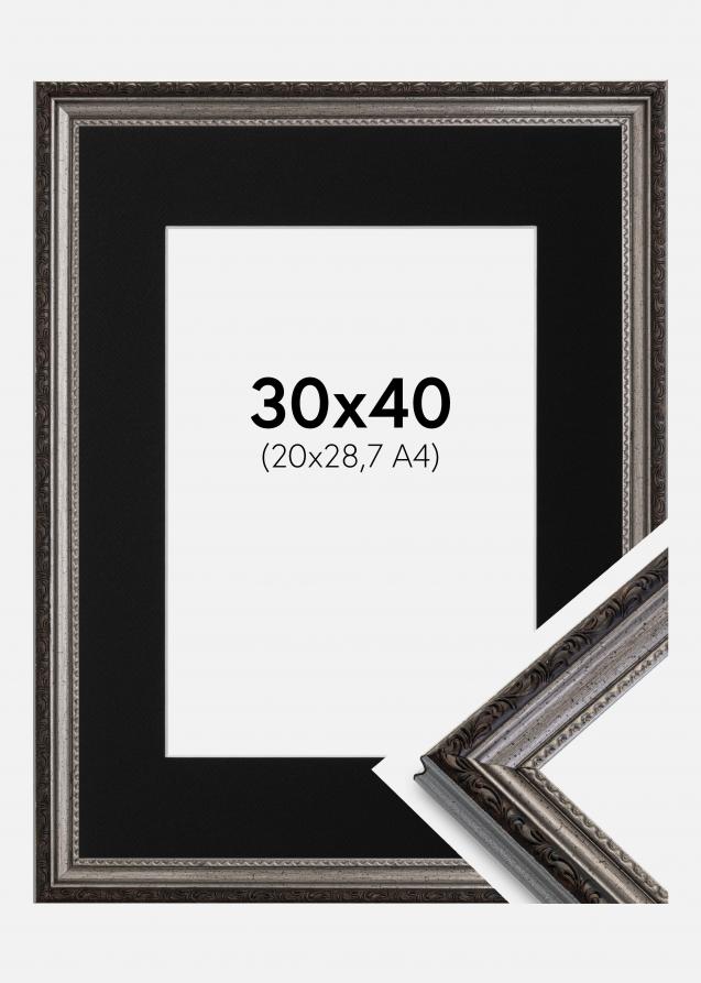 Kehys Abisko Hopea 30x40 cm - Paspatuuri Musta 21x29,7 cm (A4)
