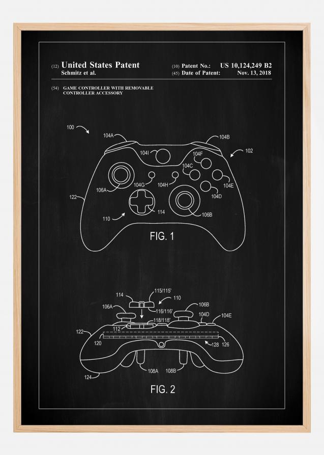 Patent Print - Game Controller III - Black Juliste