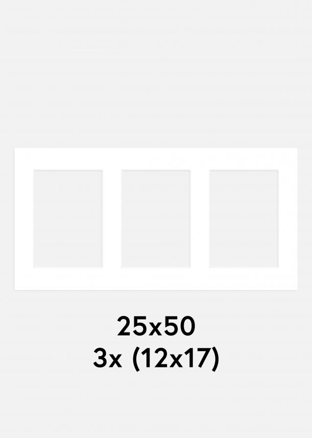 Paspatuuri Valkoinen 25x50 cm - Kollaasi 3 kuvalle (12x17 cm)