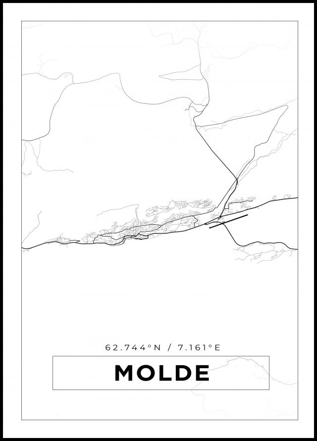 Kartta - Molde - Valkoinen Juliste