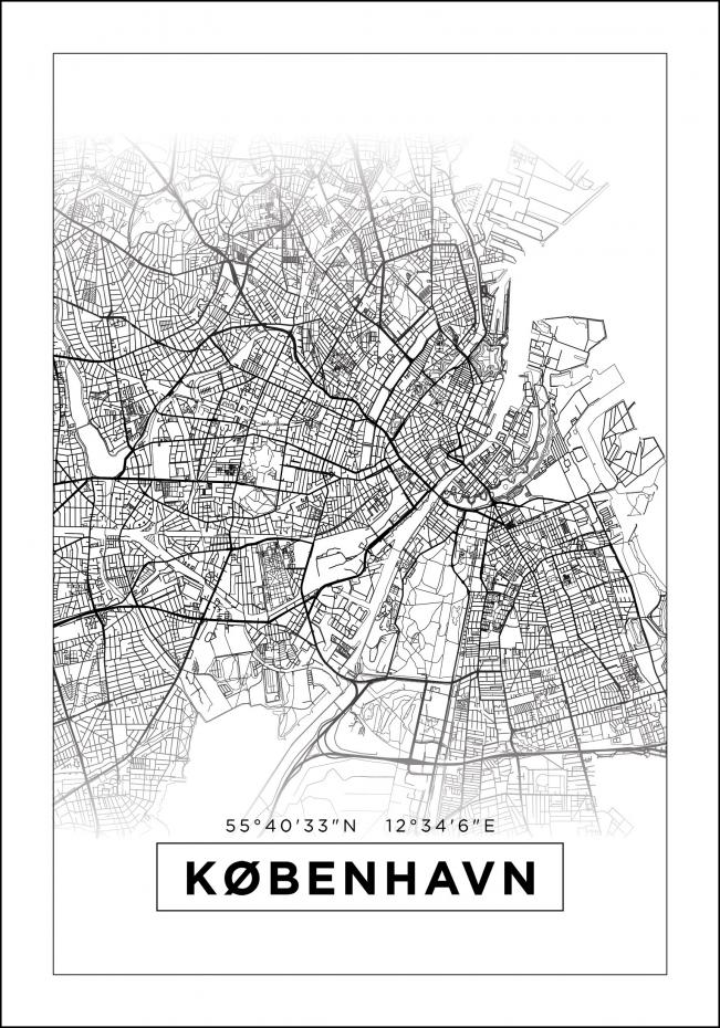 Kartta - Kbenhavn - Valkoinen Juliste