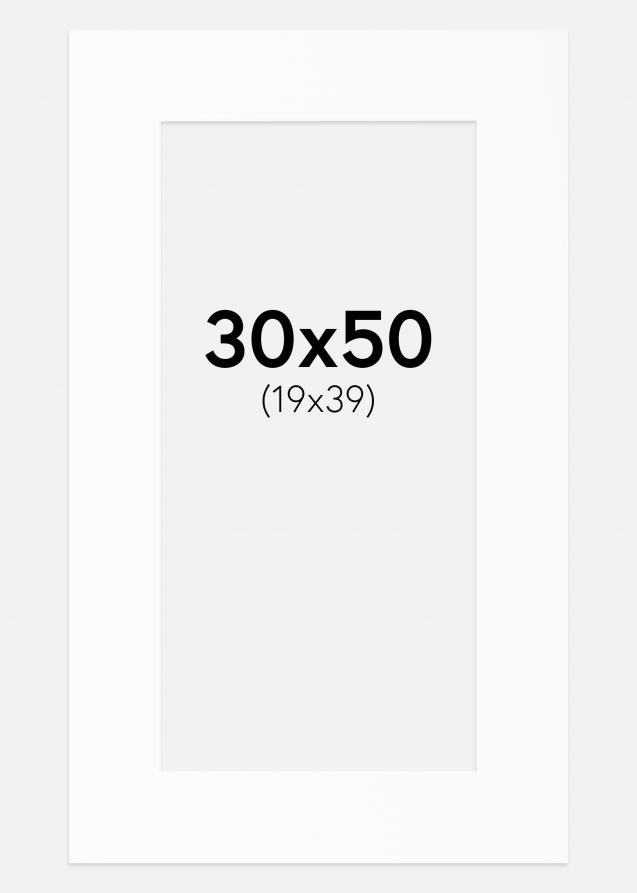 Passepartout Valkoinen Standard (Valkoinen keskus) 30x50 cm (19x39)