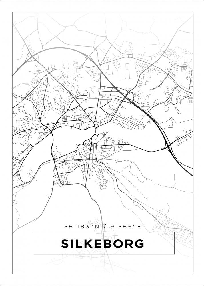 Kartta - Silkeborg - Valkoinen Juliste