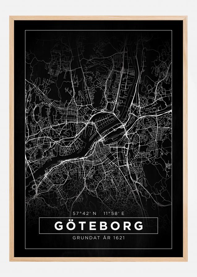 Kartta - Göteborg - Musta Juliste