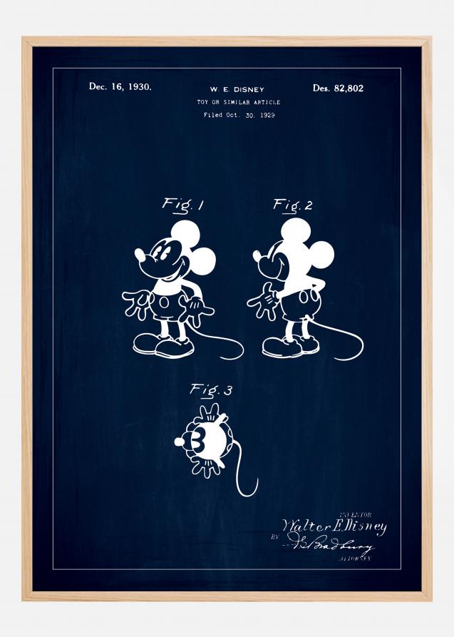 Patenttipiirustus - Disney - Mickey Mouse - Sininen Juliste
