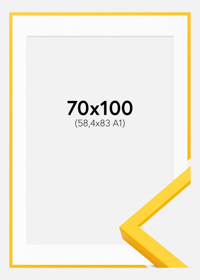 Kehys E-Line Keltainen 70x100 cm - Passepartout Valkoinen 59,4x84 cm (A1)