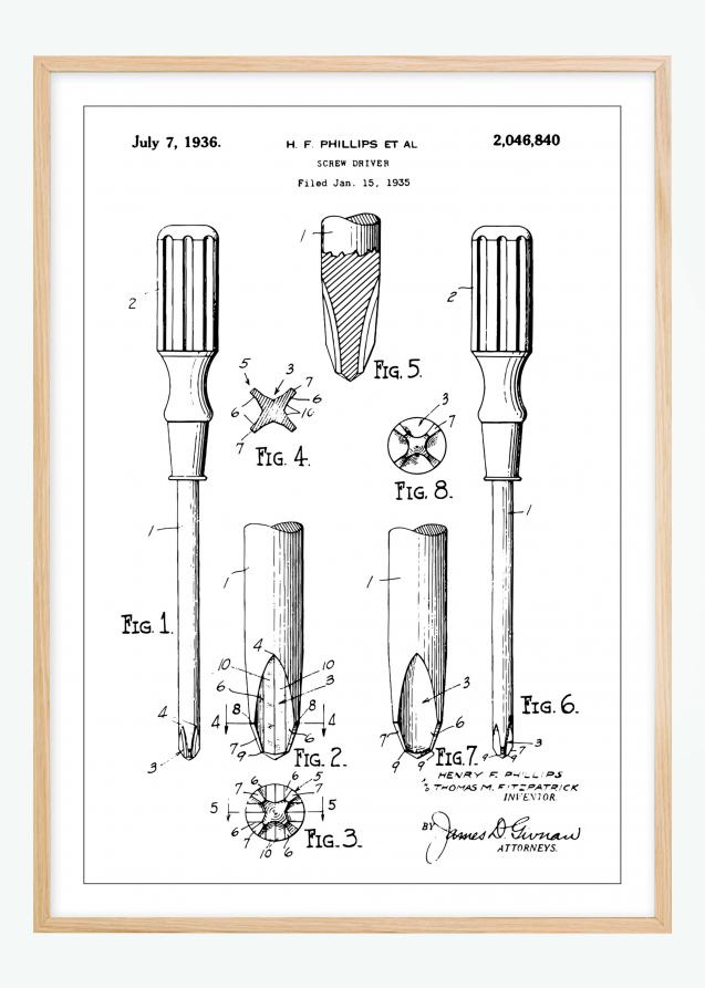 Patentti Piirustus - Ruuvimeisseli Juliste