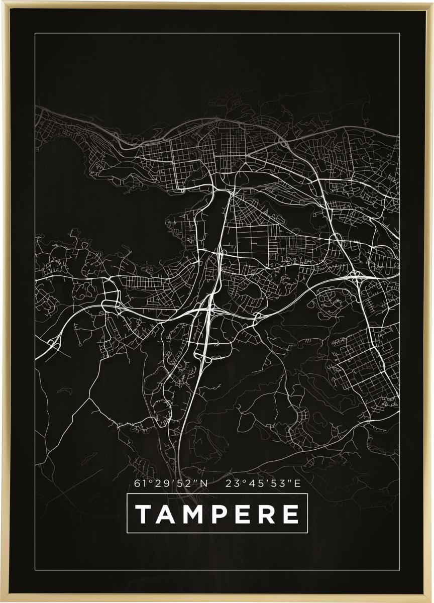 Kaupungikarttajuliste Tampere - Tyylikäs Aalborgin musta Tampere