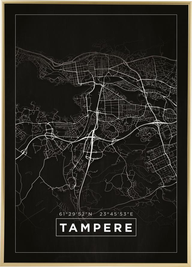 Kartta - Tampere - Musta Juliste