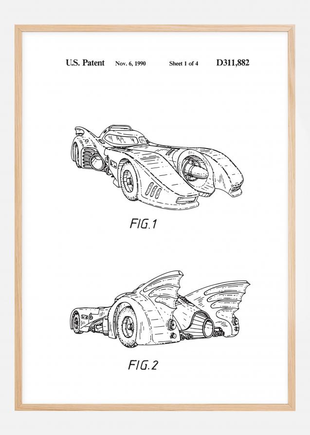 Patentti piirustus - Batman - Batmobile 1990 I Juliste