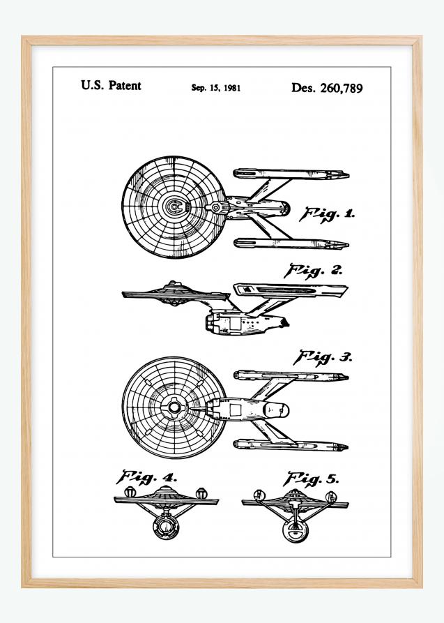 Patenttipiirustus - Star Trek - USS Enterprise Juliste