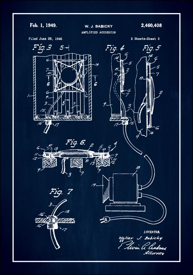 Patent Print - Amplified Accordion II - Blue