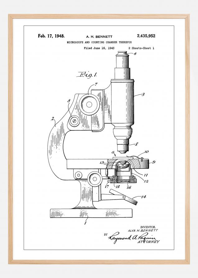 Patent Print - Microscope - White Juliste