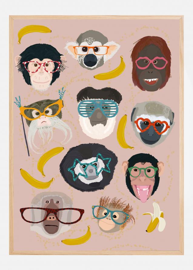 Monkey In Glasses Print Juliste