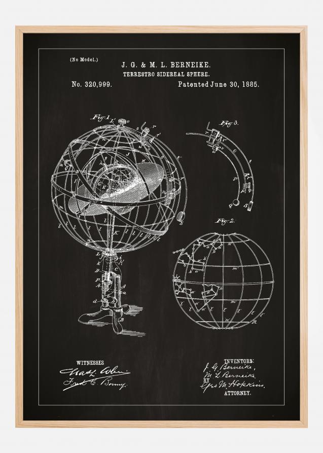 Patenttipiirustus - Tähtitieteellinen malli - Musta Juliste