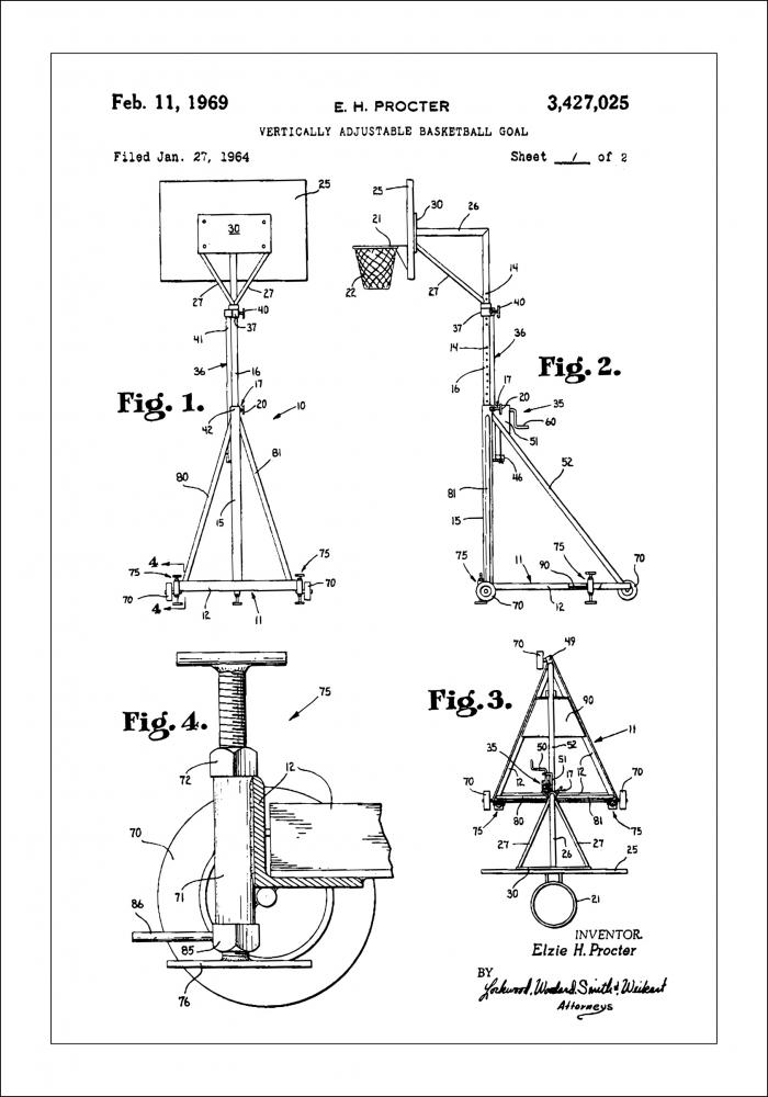 Patent Print - Basketball - White Juliste
