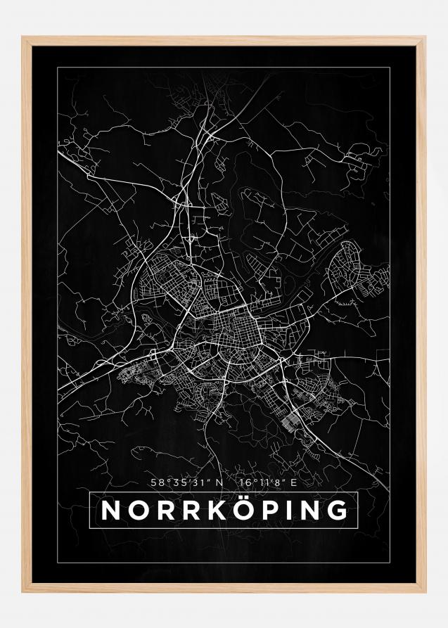 Kartta - Norrköping - Musta Juliste