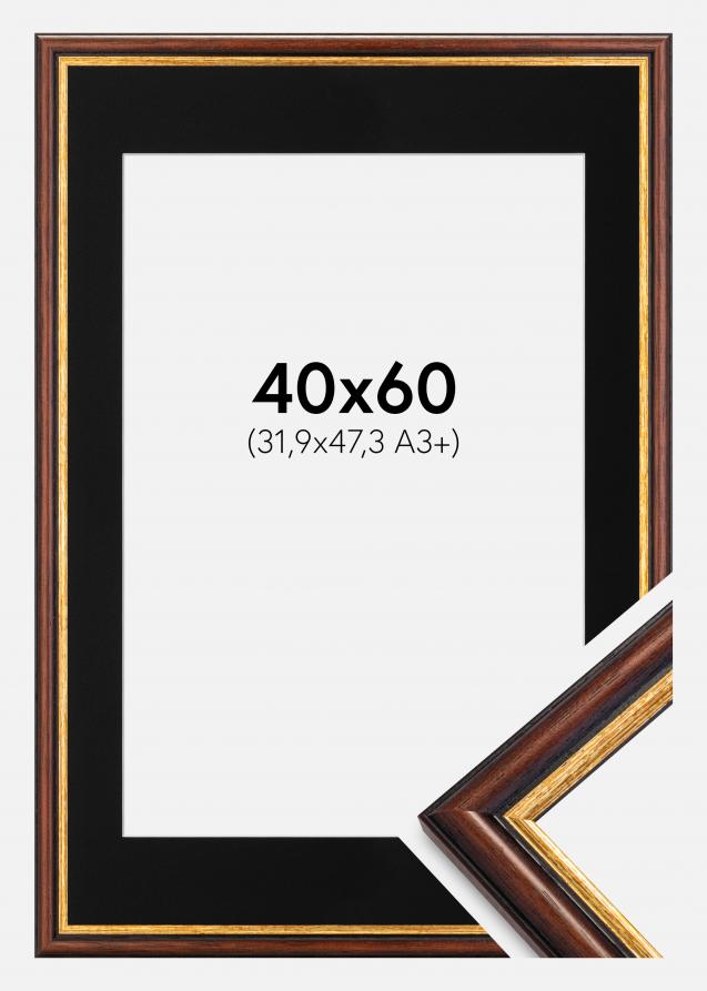 Kehys Siljan Ruskea 40x60 cm - Paspatuuri Musta 32,9x48,3 cm (A3+)