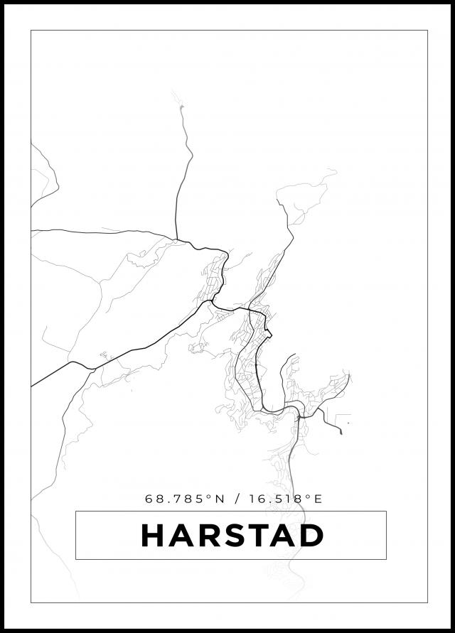 Kartta - Harstad - Valkoinen Juliste