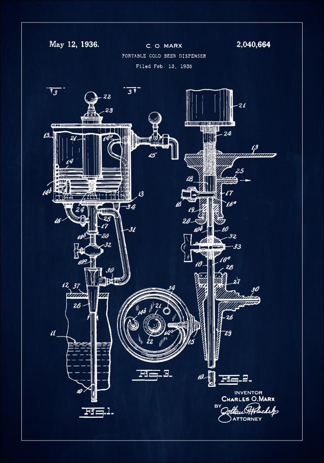 Patent Print - Portable Cold Beer Dispenser - Blue Juliste