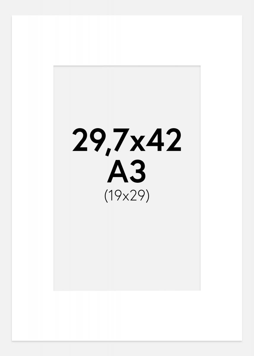 Paspatuuri Supervalkoinen (Valkoisella keskustalla) A3 29,7x42 cm (19x29 cm)