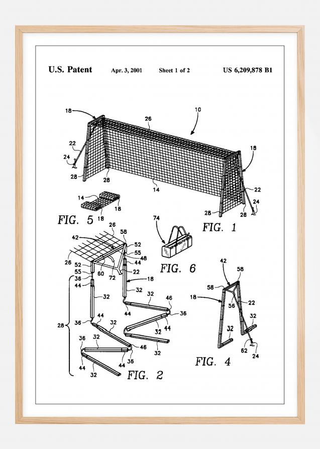 Patent Print - Soccer Goal - White Juliste