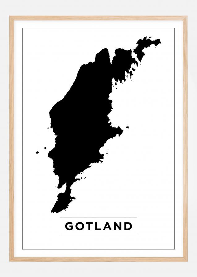 Kartta - Gotland - Valkoinen Juliste