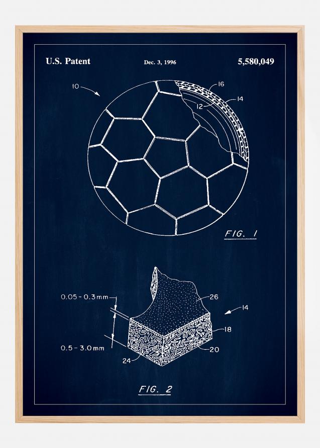 Patent Print - Football - Blue Juliste