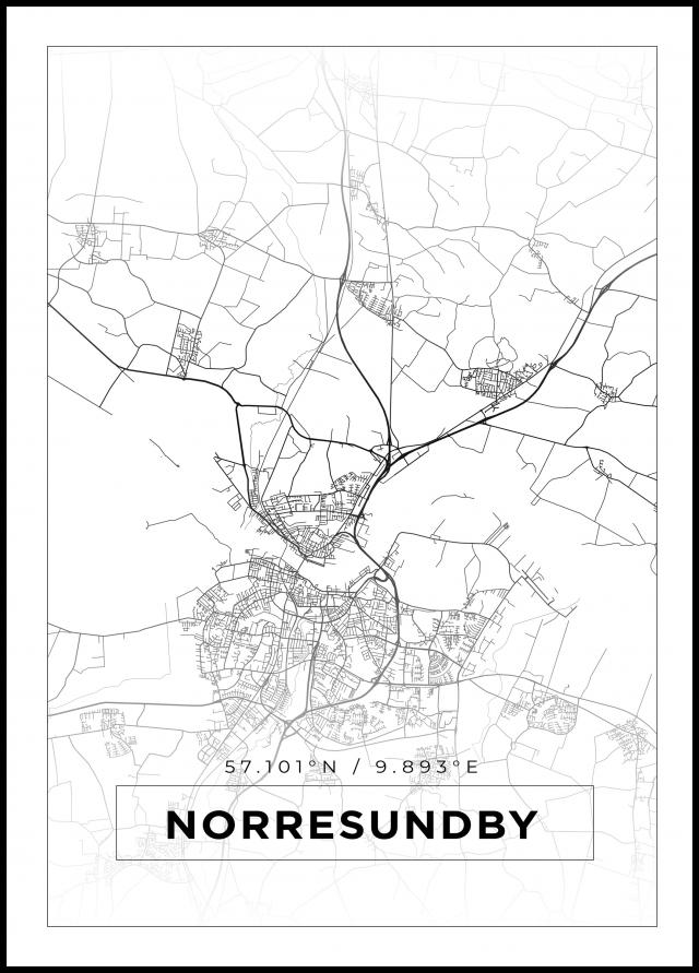 Kartta - Norresundby - Valkoinen Juliste
