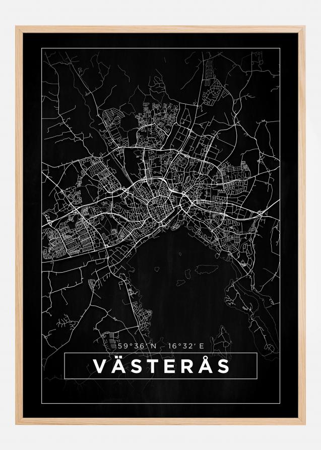 Kartta - Västerås - Musta Juliste