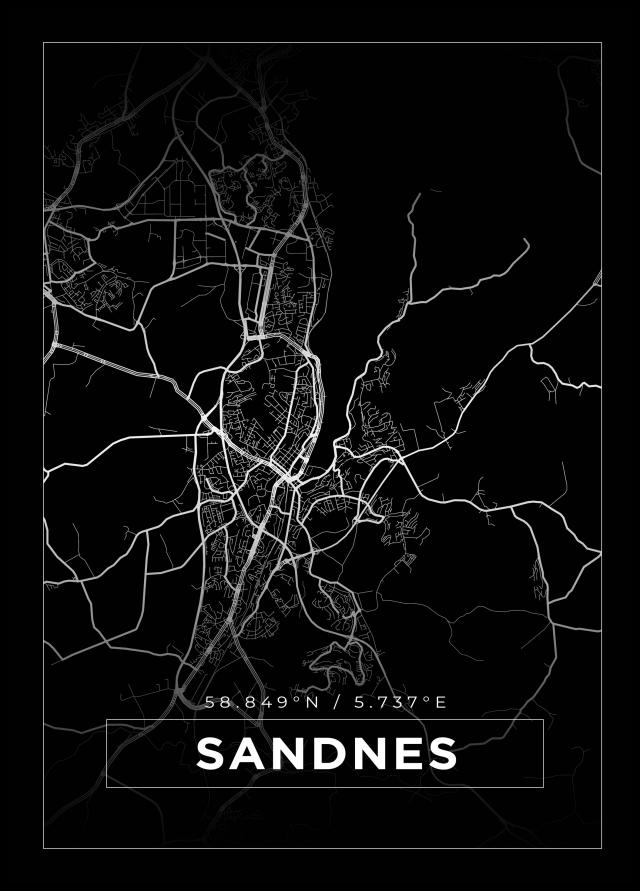 Kartta - Sandnes - Musta Juliste