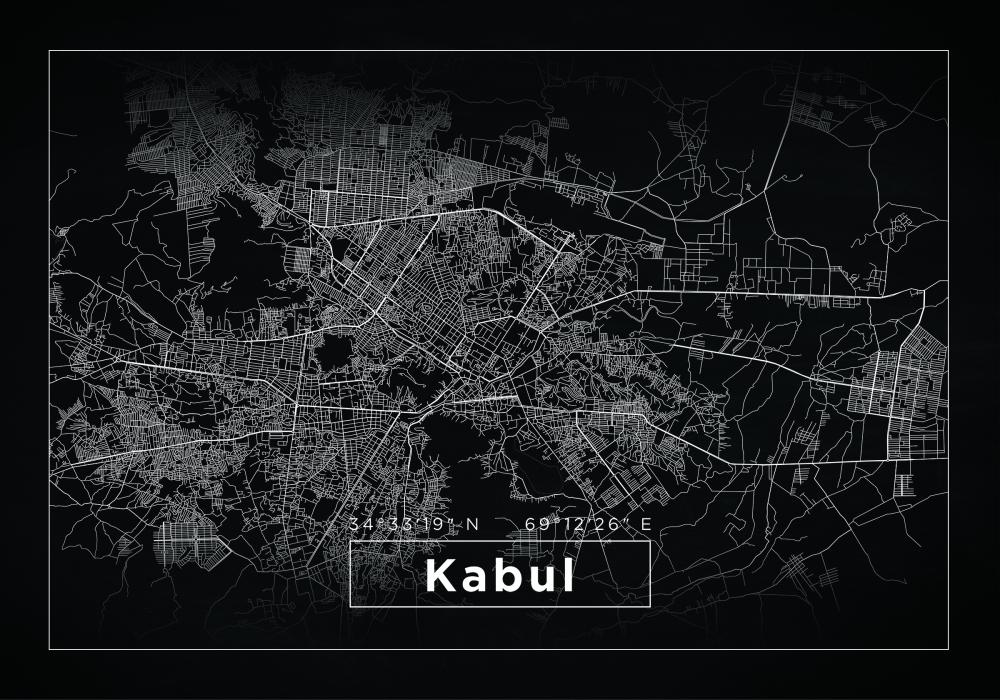 Kartta - Kabul - Musta Juliste